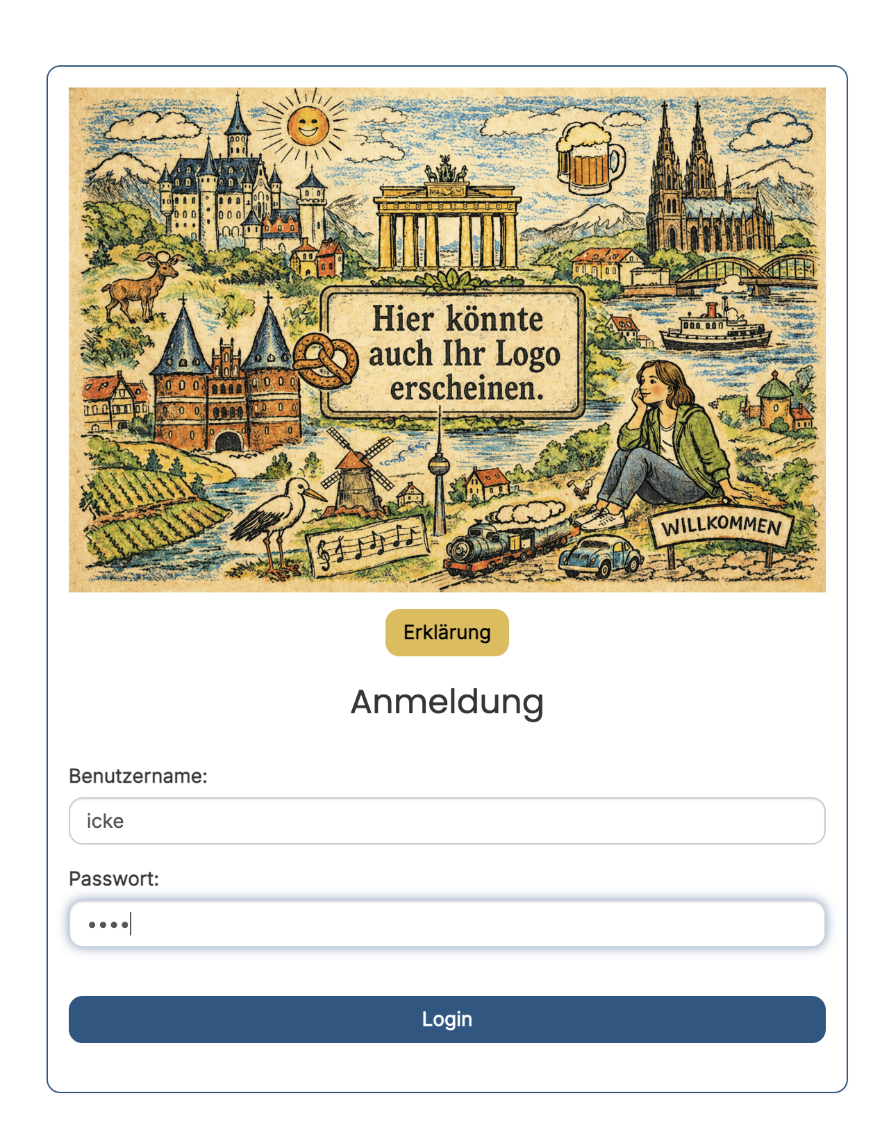Login screen of the RegioIndex beta version